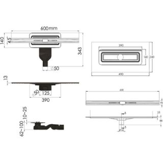 Душевой лоток Berges Wasserhaus Simpel 090111 60 Матовый хром